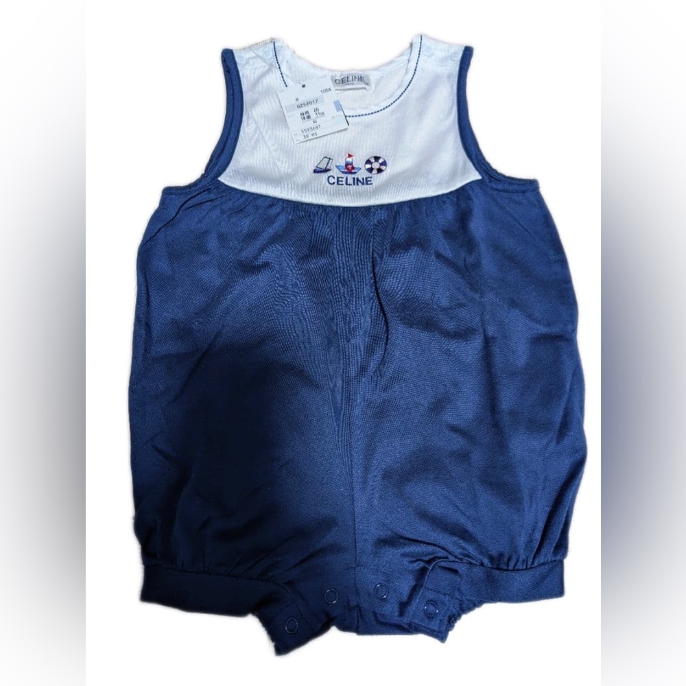 Authentic Celine White Nautical Embroidered Top